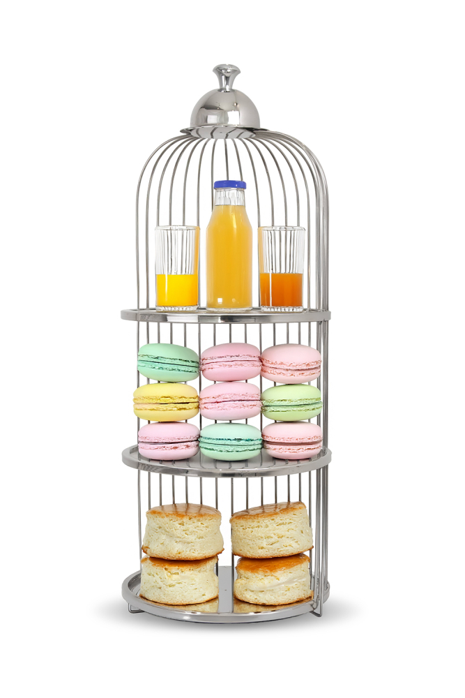 3-Tier Cage Pastry Stand, Plain – 62 cm