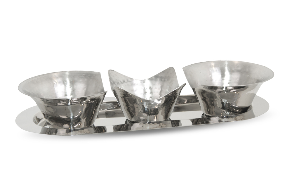 Snackserving S/4 gehamerd nickel