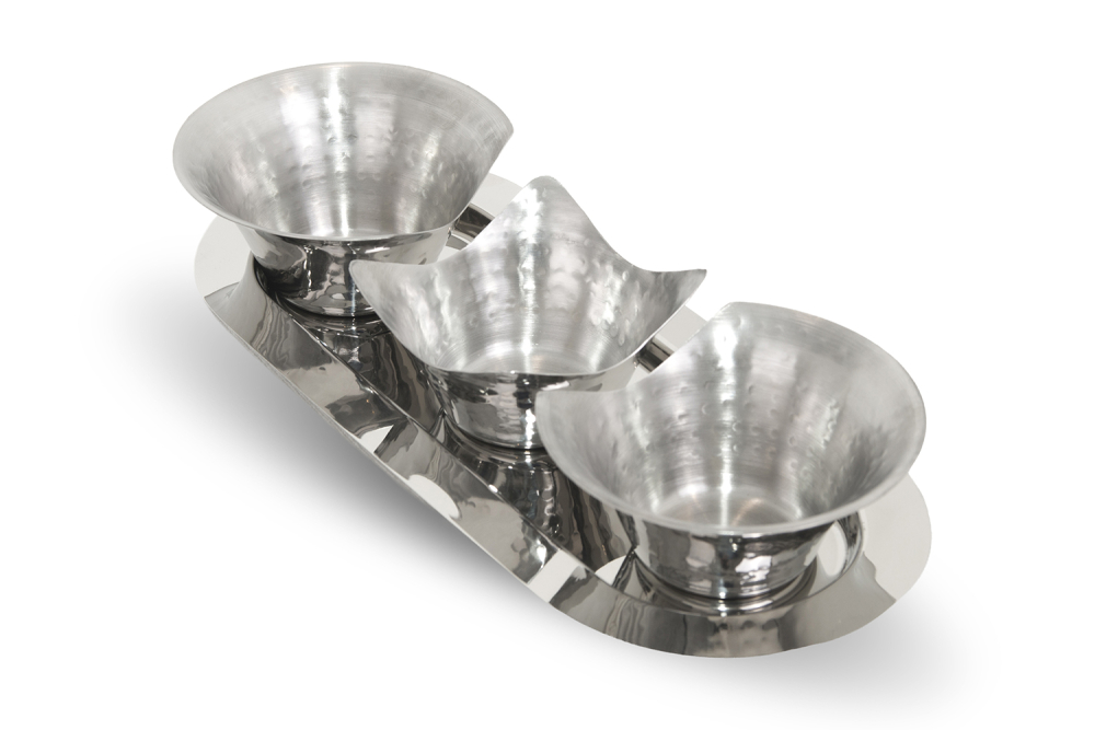 Snackserving S/4 gehamerd nickel