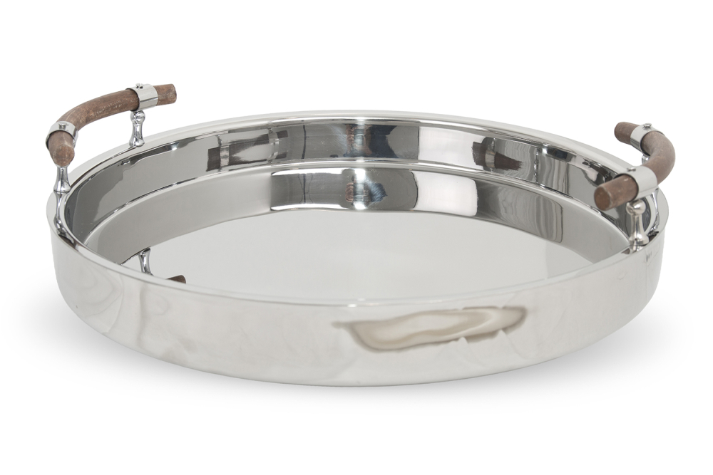 Double Wall Rosa Serving Tray with Wooden Handles