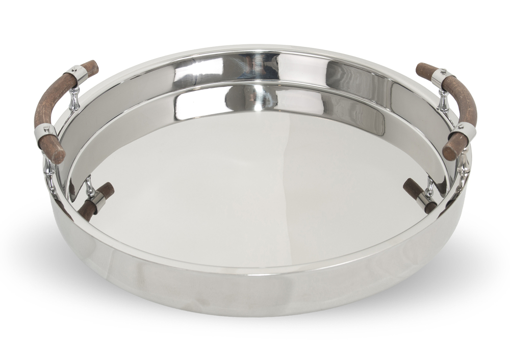 Double Wall Rosa Serving Tray with Wooden Handles
