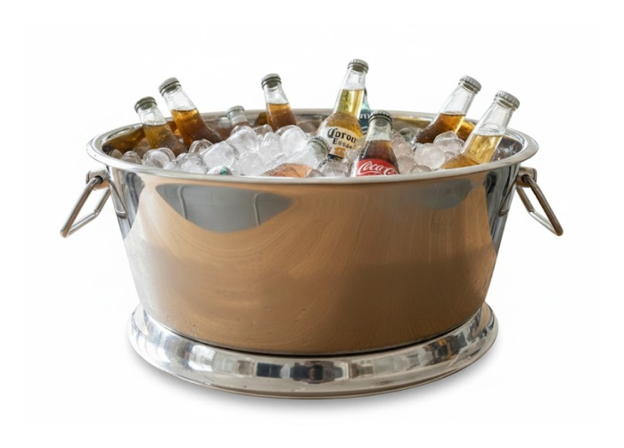 Single Walled Bar Tub with Long Handle and Base, Plain